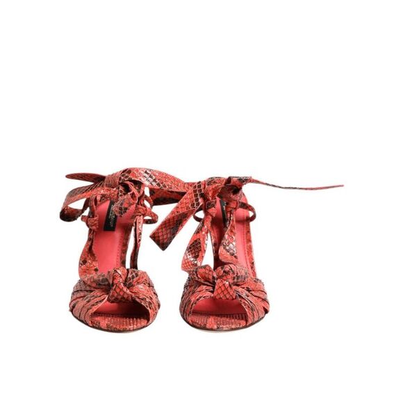Dolce & Gabbana Snakeskin Tie Sandals Women Coral - Picture 2 of 6